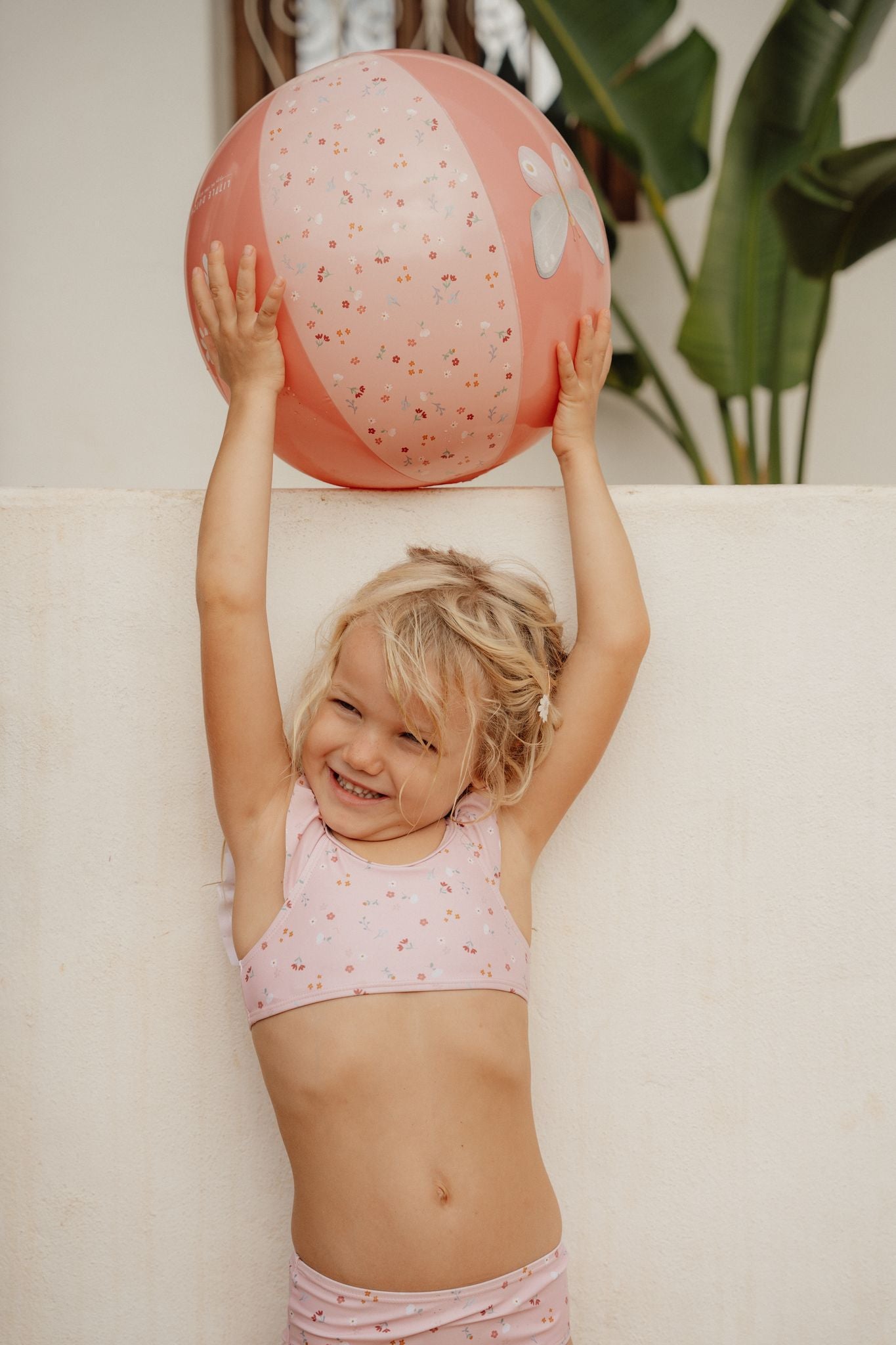 Costum de baie cu doua piese cu protectie UV 50+ - Little Pink Flowers - Little Dutch