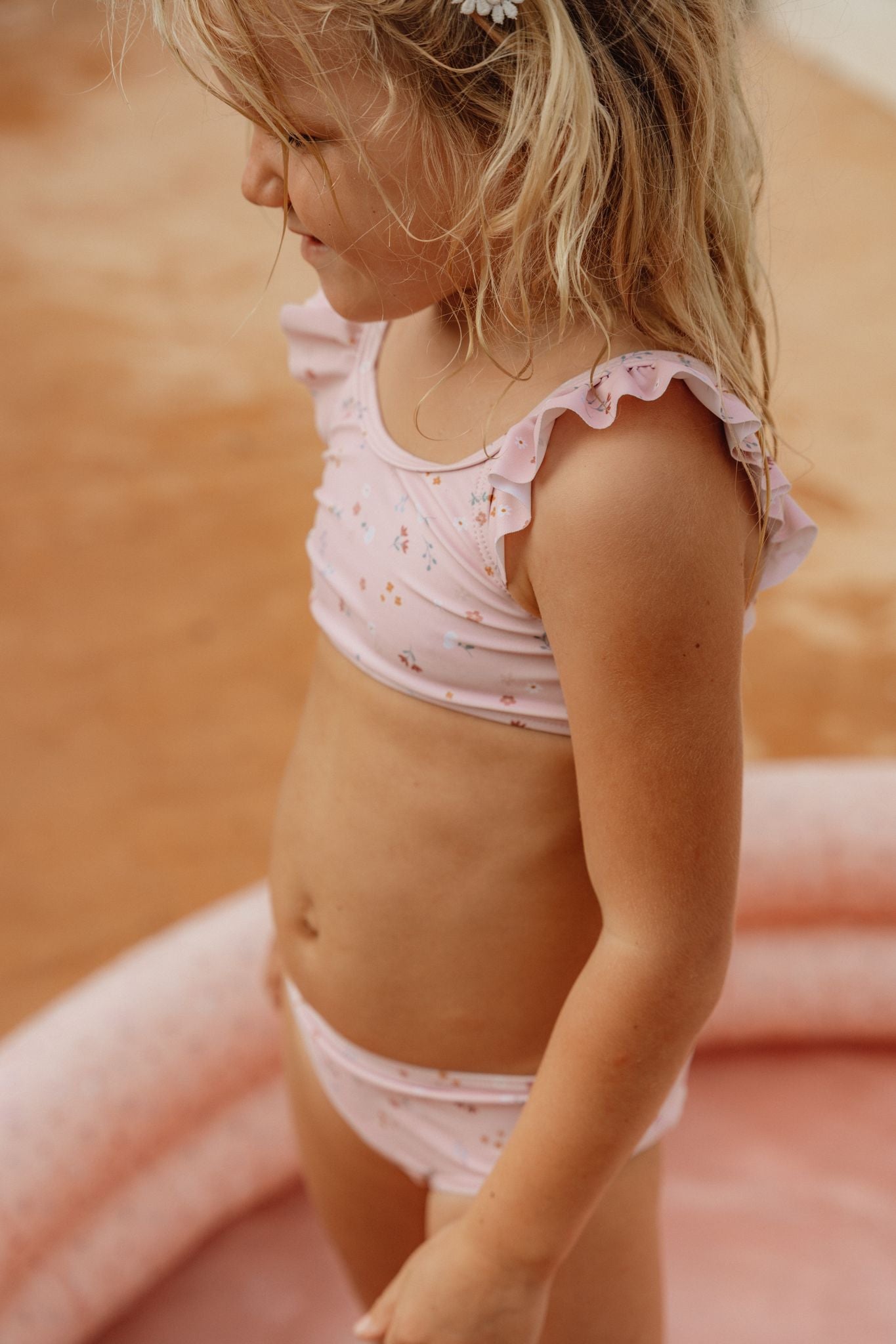Costum de baie cu doua piese cu protectie UV 50+ - Little Pink Flowers - Little Dutch
