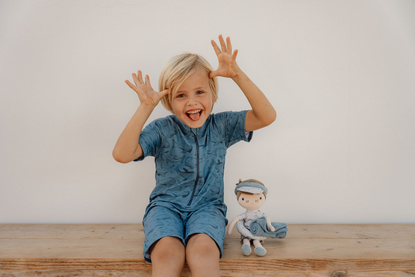 Costum de baie intreg copii cu protectie UV 50+ - Sea Life Blue - Little Dutch