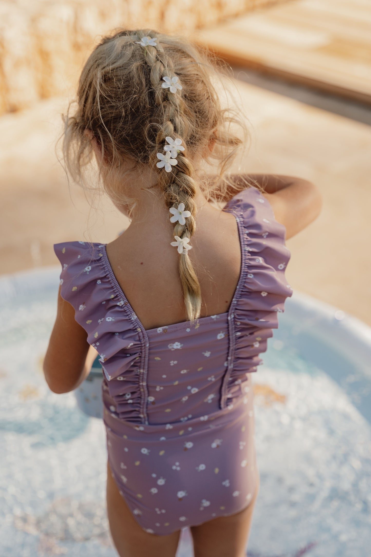 Costum de baie pentru copii cu protectie UV 50+ - Mauve Blossom - Little Dutch
