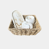 Cadou Paste, Cos din iarba de mare • Tava decorativa • Cutie bijuterii • Lumanare parfumata