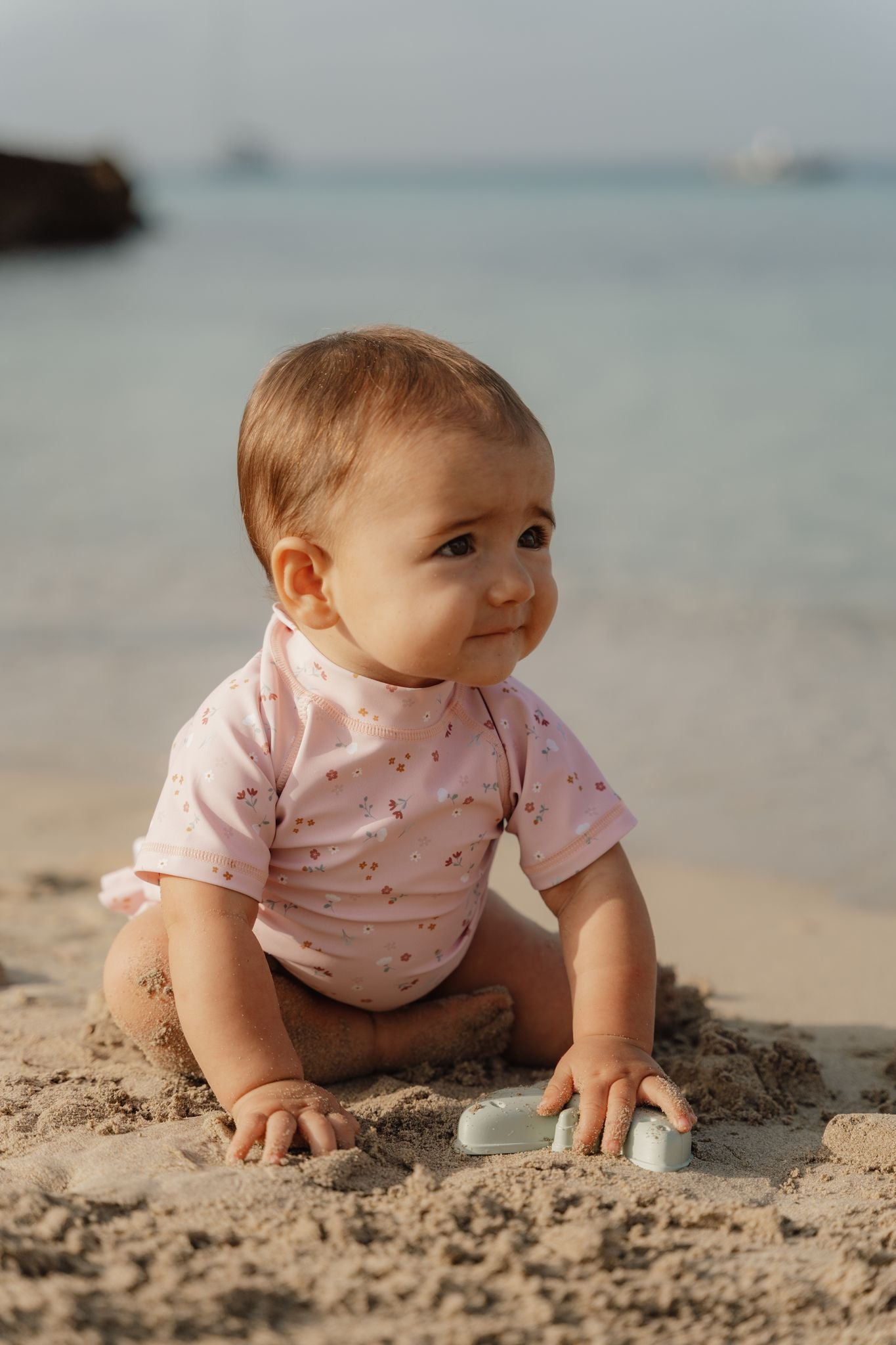 Tricou cu protectie UV 50+ - Little Pink Flowers - Little Dutch