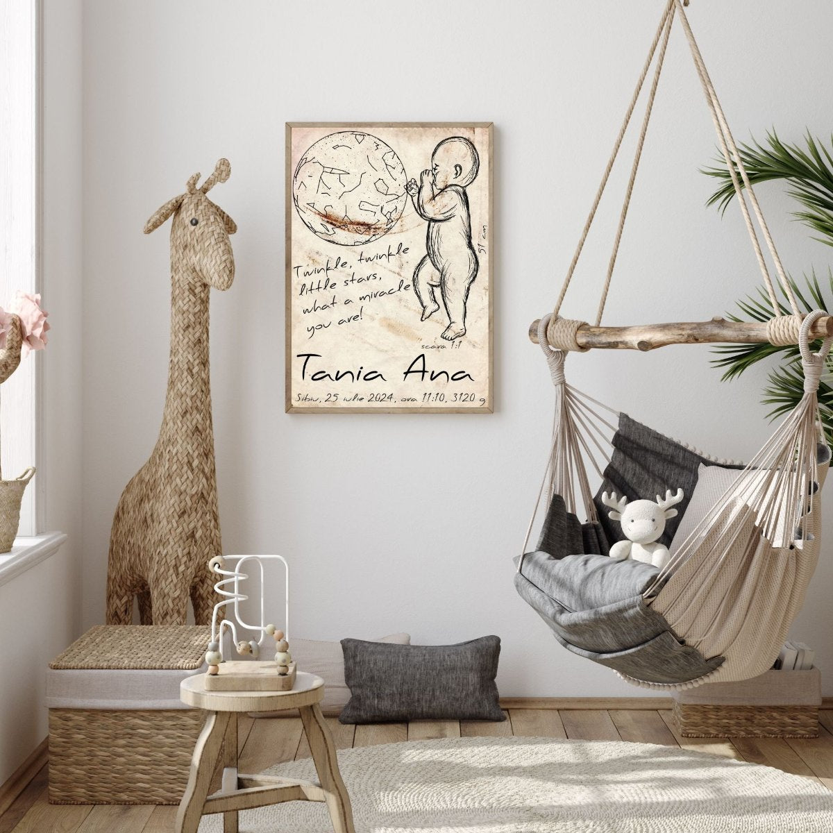 tablou-personalizat-bebelus-harta-stelelor-vintage