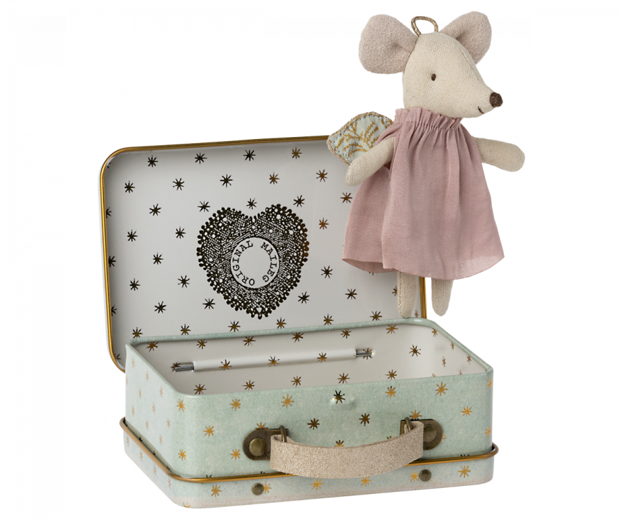 Jucarie textila - Angel mouse in suitcase - Maileg - ziani.ro ziani.ro Maileg