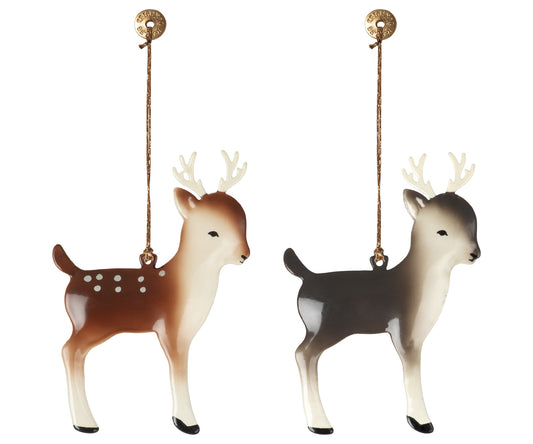 Accesorii pentru Craciun - Set de 2 ornamente metalice - Bambi - Maileg