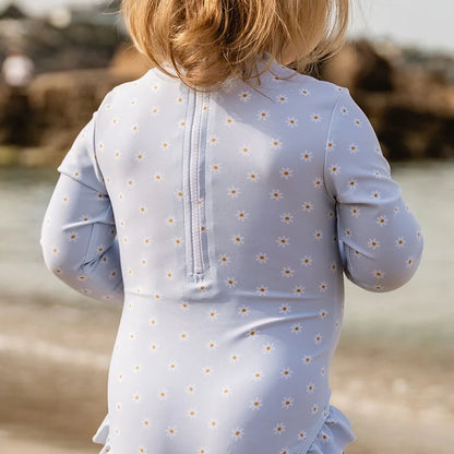 Costum de baie cu protectie UV si imprimeu Daisies Blue de la Little Dutch