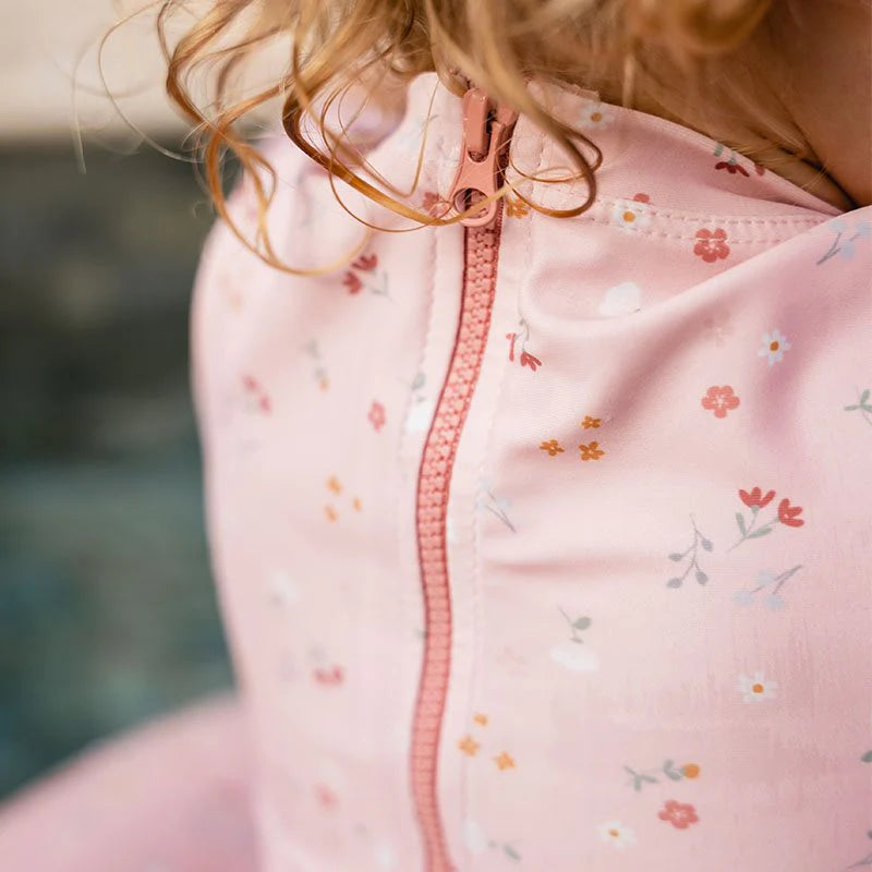 Costum de baie anti-UV Little Pink Flowers pentru fetite de la Little Dutch