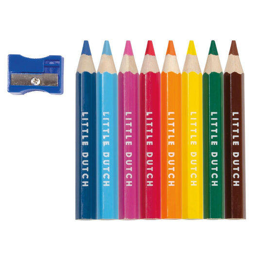 Creioane Colorate 8 Culori si Ascutitoare - Little Dutch
