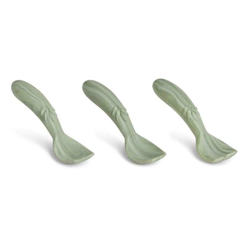 Set 3 Lingurite din Silicon Ella Marble Green Nuuroo