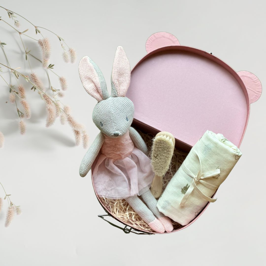 Set Cadou Bebeluși Jollein Bunny Nola în Valiză Decorativă