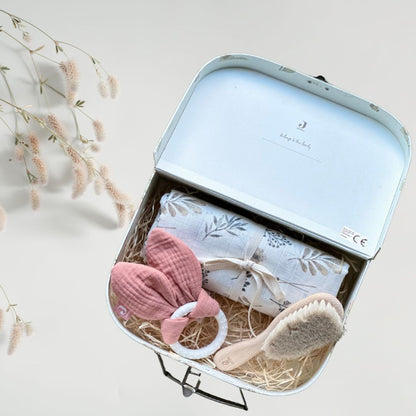 Set cadou pentru bebelusi in valiza decorativa - Pink Bunny - Jollein