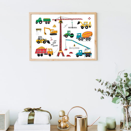Tablou Decorativ Camera Copilului - Vehicule Pentru Constructii