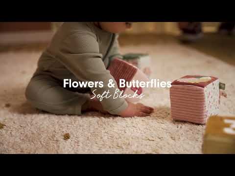 Set de 4 Cuburi Senzoriale pentru Bebelusi Flowers & Butterflies - Little Dutch