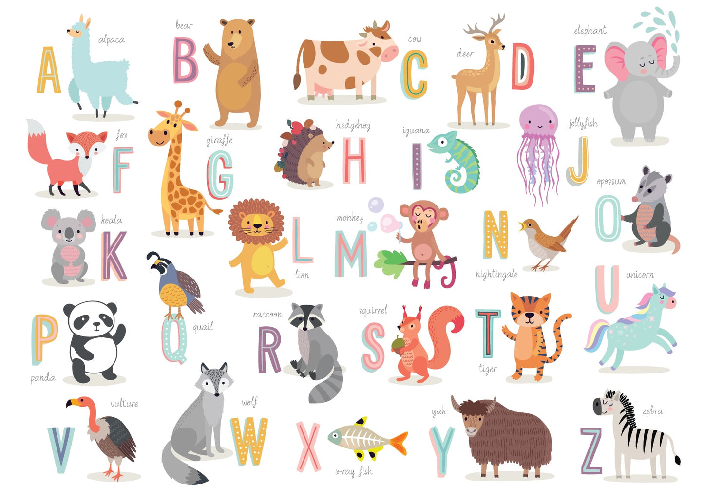 Tablou Decorativ Camera Copilului - Alfabetul cu animale