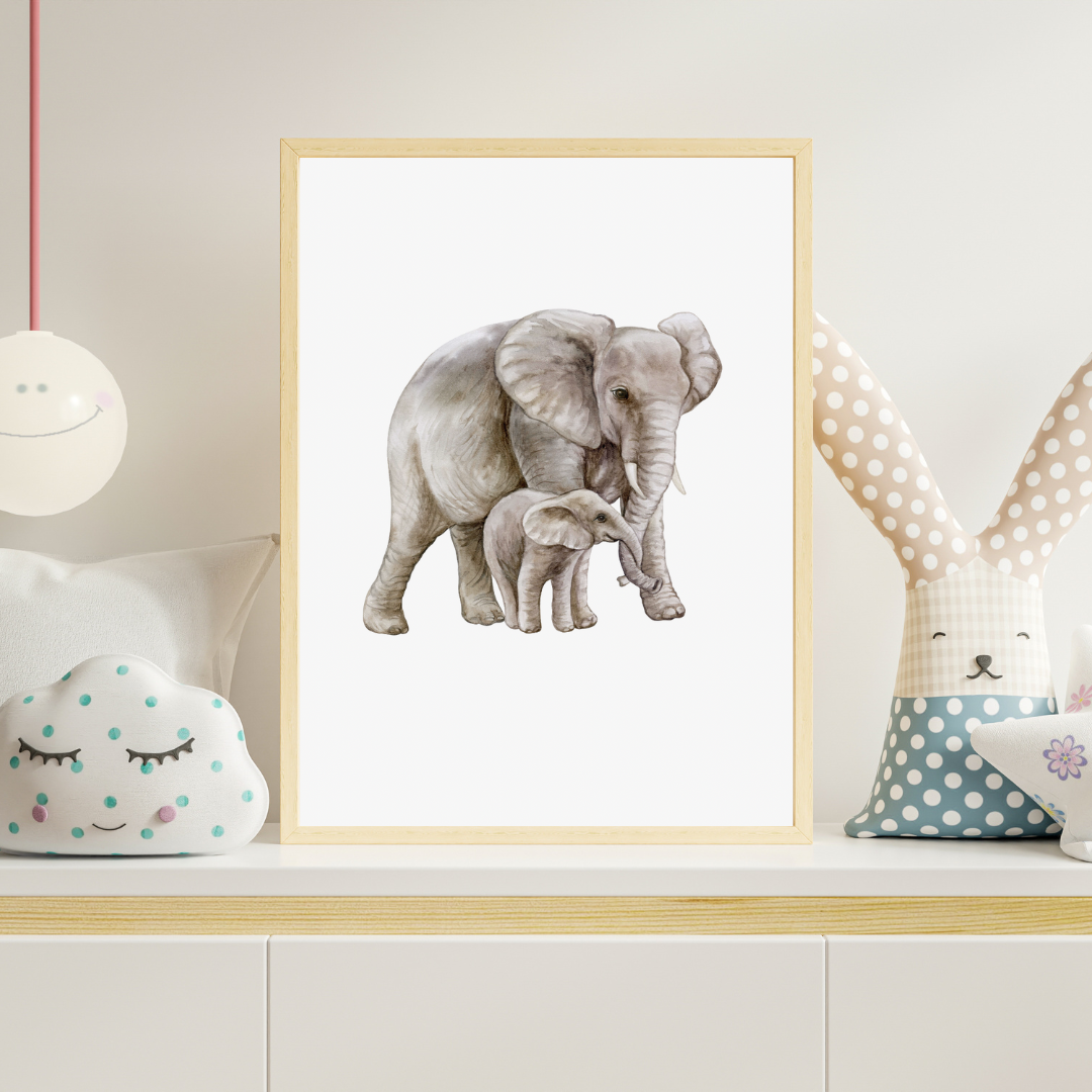 Tablou Decorativ Camera Copilului - Mama Elefant Si Puiul
