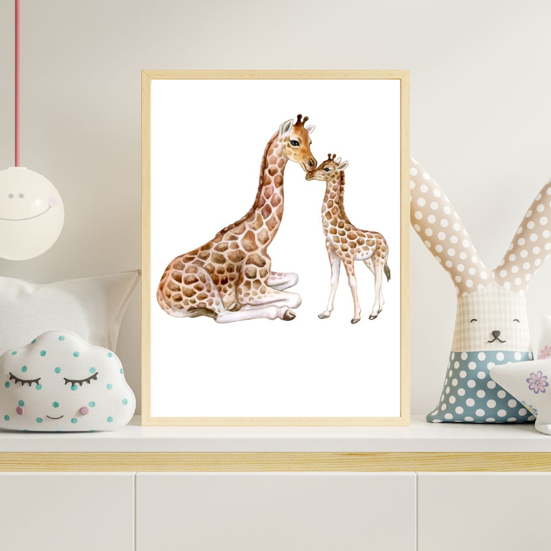 Tablou Decorativ pentru Camera Copilului - Mama Girafa si Puiul
