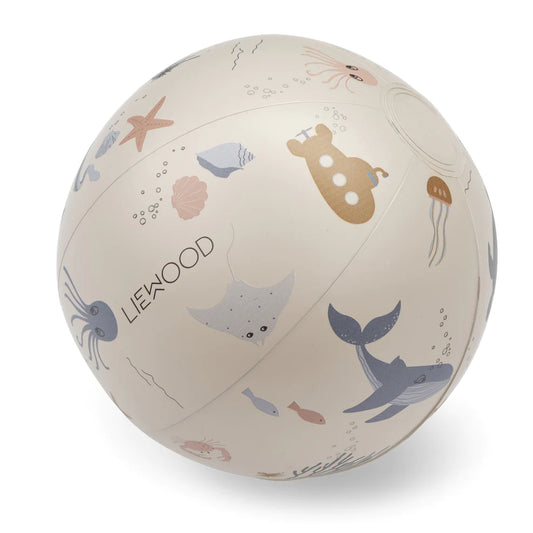 a white ball with a picture of animals on it