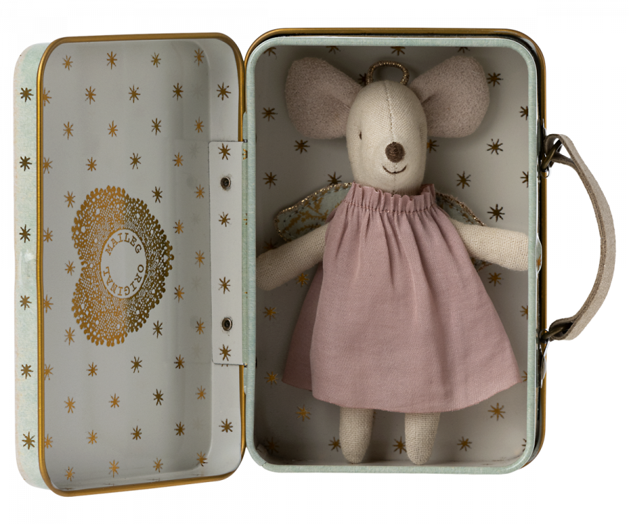 Jucarie textila - Angel mouse in suitcase - Maileg - ziani.ro ziani.ro Maileg