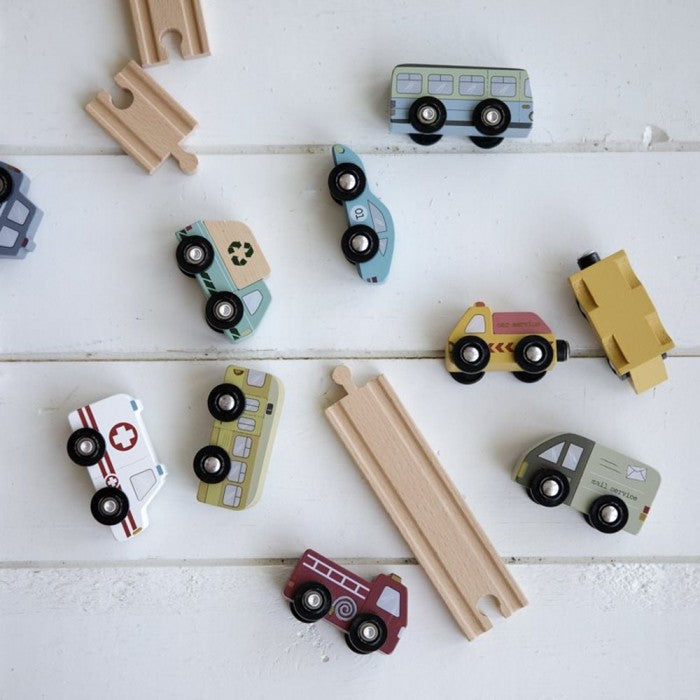 Set mașinuțe de servicii Little Dutch pentru sinele de tren din lemn