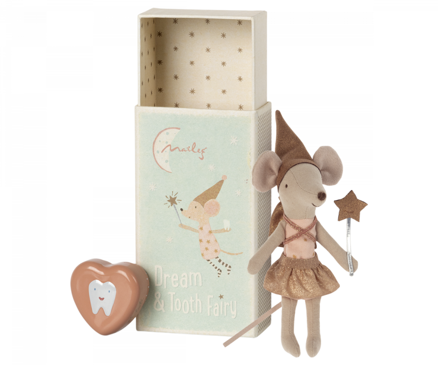 Jucarie textila - Tooth fairy mouse in matchbox - rose - Maileg - ziani.ro ziani.ro Maileg